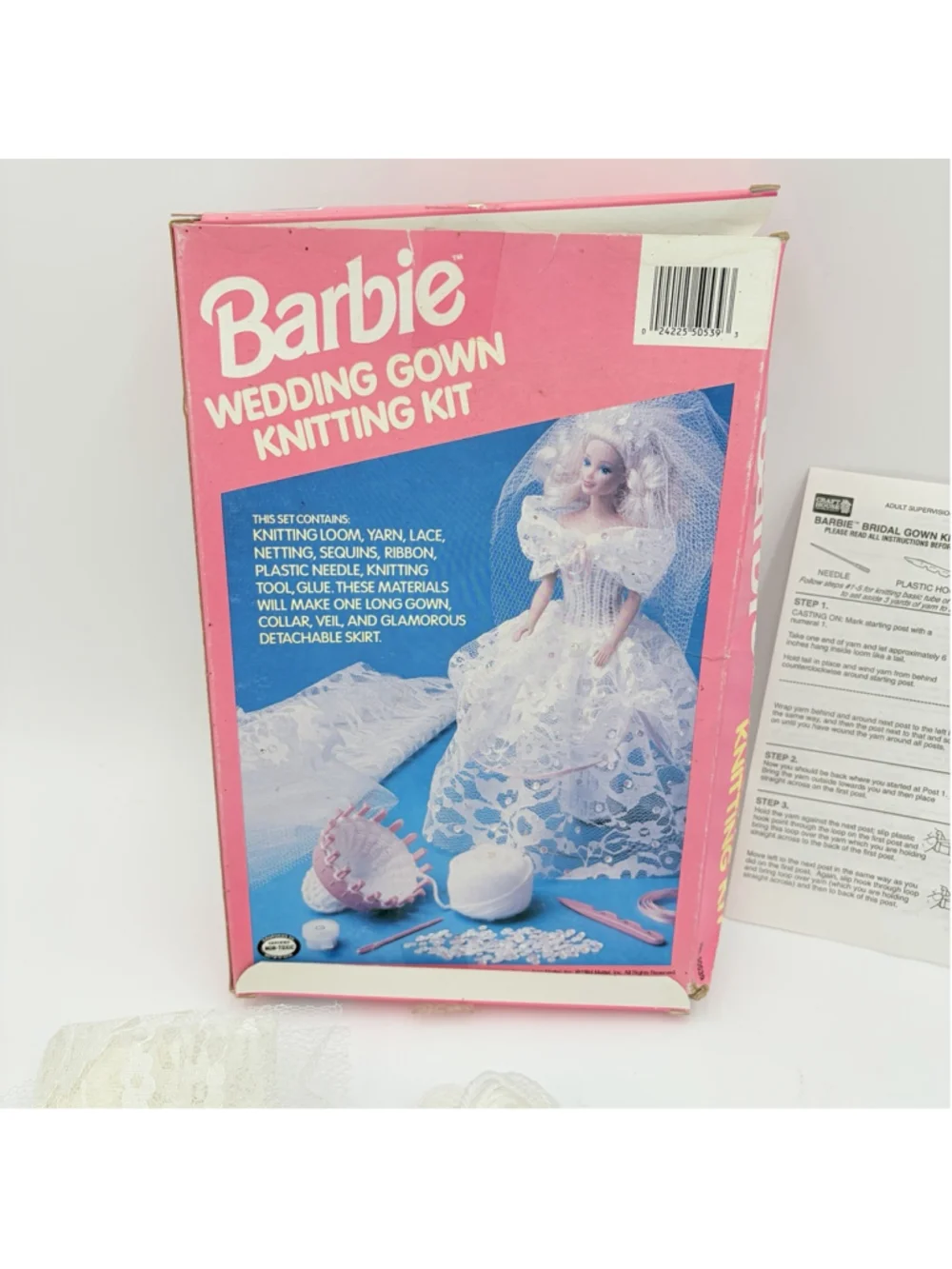 Mattel Barbie Wedding Gown Knitting Kit Color White #50539.